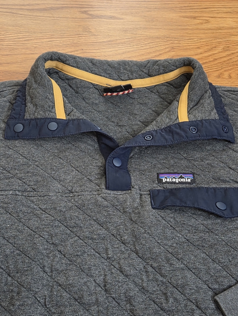Patagonia Mens M Gray Quilted Snap-T Pullover Organic Cotton Outdoor Sweater - Picture 4 of 12